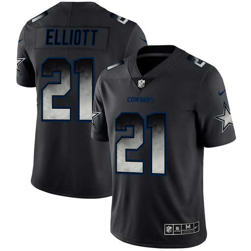 Men Dallas cowboys 21 Elliott Nike Teams Black Smoke Fashion Limited NFL Jerseys